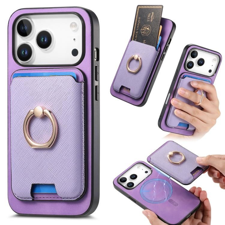 For iPhone 18 Pro Max / iPhone 17 Pro Max Retro Cross Leather Card Bag MagSafe Phone Case