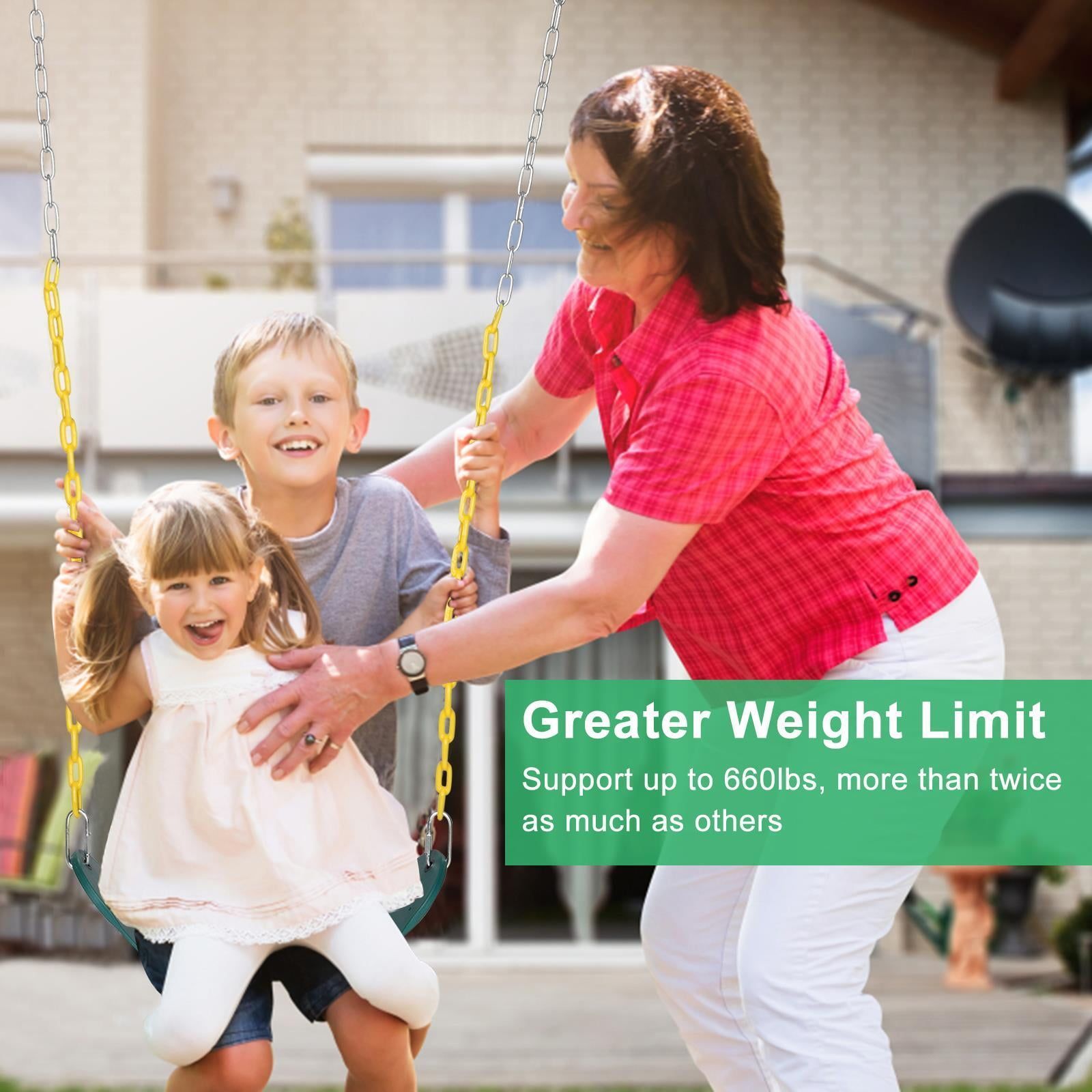 Outdoor Playground Swing Seat Set Toddler Soft Board U-Swing with Coated Chains