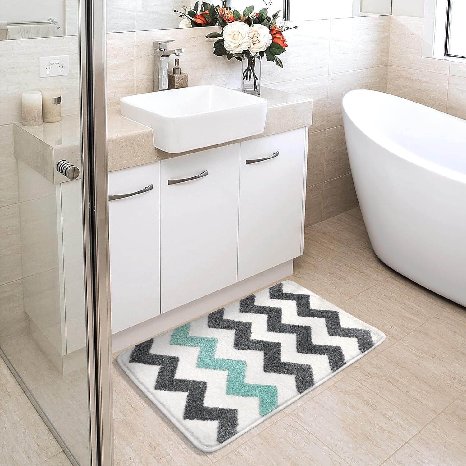 AIESY® Beautiful Luxury Washable Quick Dry Non Slip Bath Mat