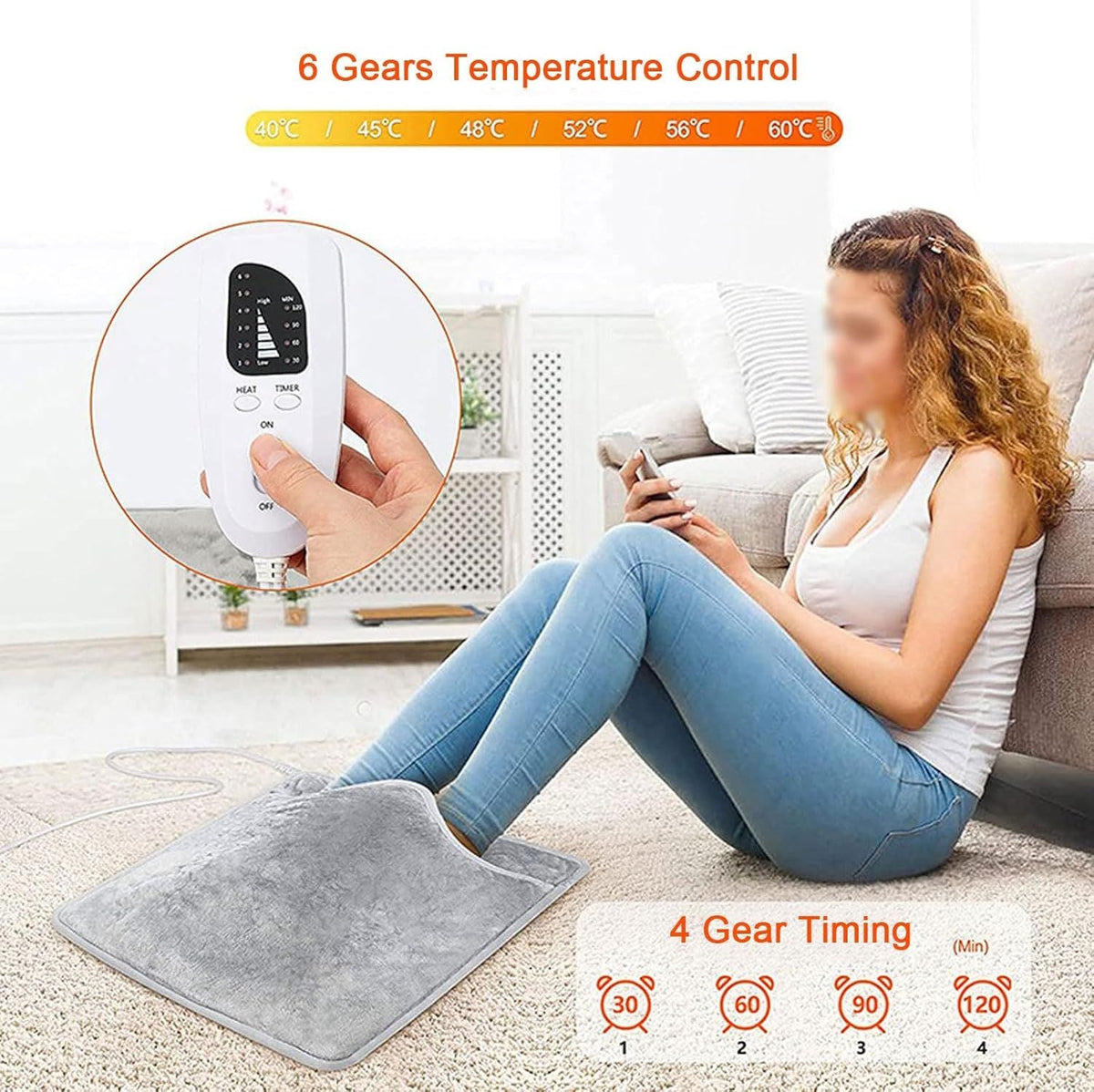 Electric Foot Warmer Winter Fast Heating Foot Pad with 6 Temperature Levels