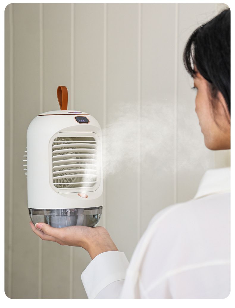 Mini Cooler Usb Rechargeable Mini Spray Portable Rotation With Digital Display