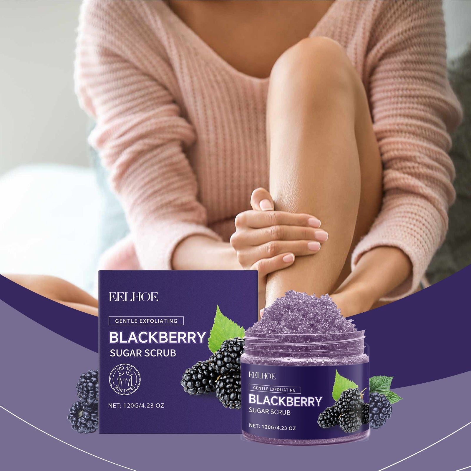 Blackberry Sugar Body Scrub, Gentle Exfoliating, Hydrating, Spa-Quality Body Care ,120g