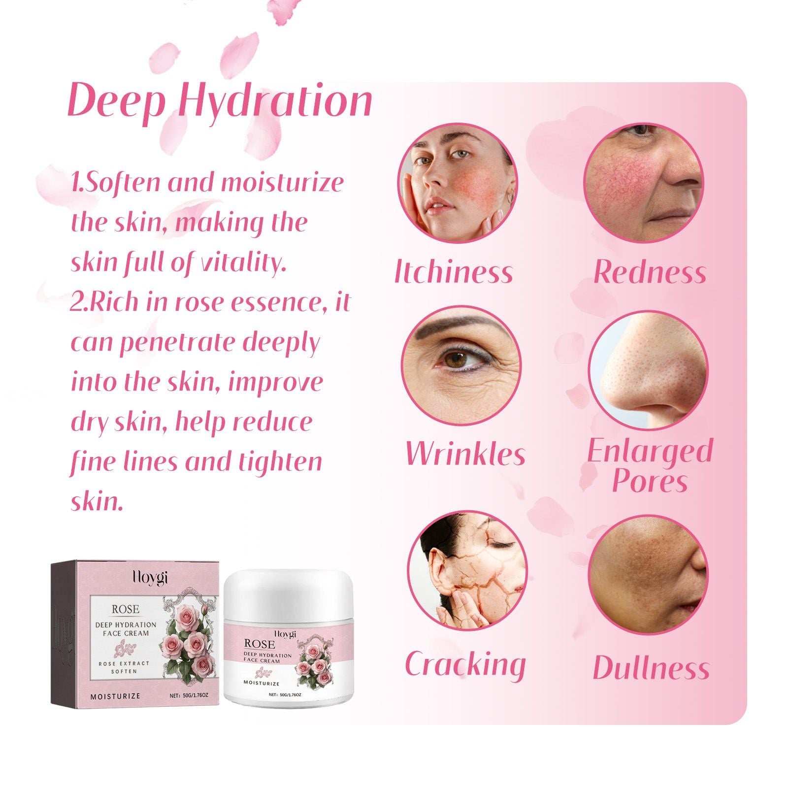 Hydrating Rose Moisturizer for Nourish and Moisturize, Brighten Skin, Anti-Aging ,30ml