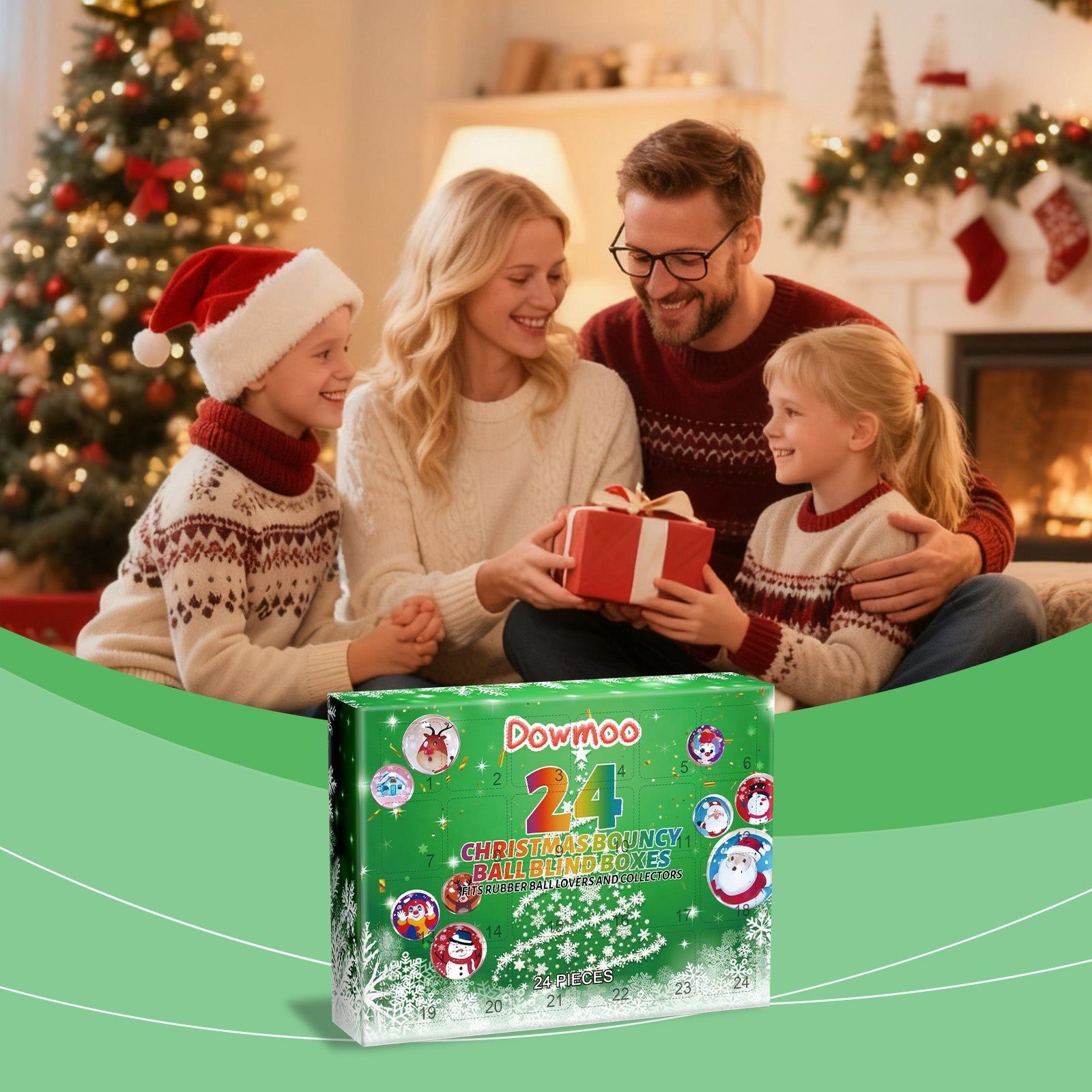 Christmas Blind Box, 24-Compartment Bouncy Balls, Holiday Gift for Kids & Adults ,24pieces