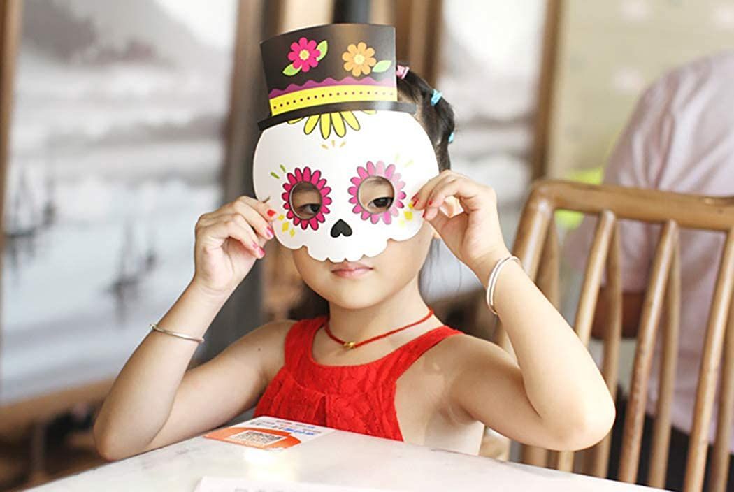 5pcs Halloween Paper Masks Kids DIY Cartoon Costume For Masquerade Party Carnivals