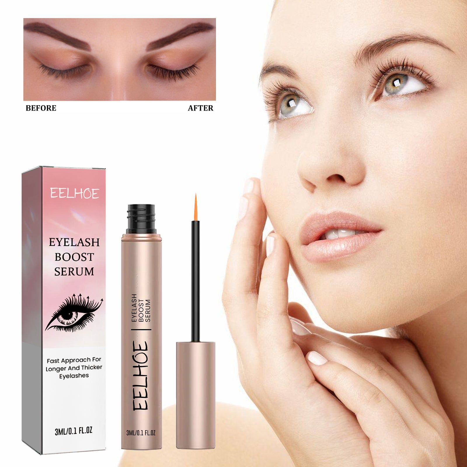 Eyelash Boost Serum for Slender Dense Lashes, Natural Curl, Long Lasting, Nourishing ,3ml