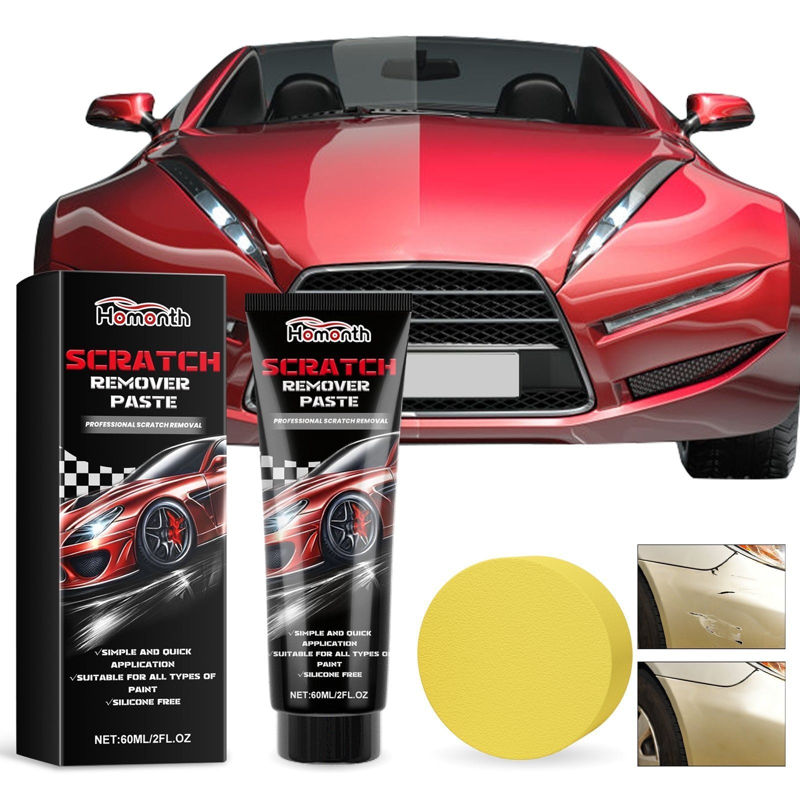 Car Scratch Repair Paste, Quick Scratch Remover, Paint Touch Up, Car Polishing, Car Maintenance ,1set