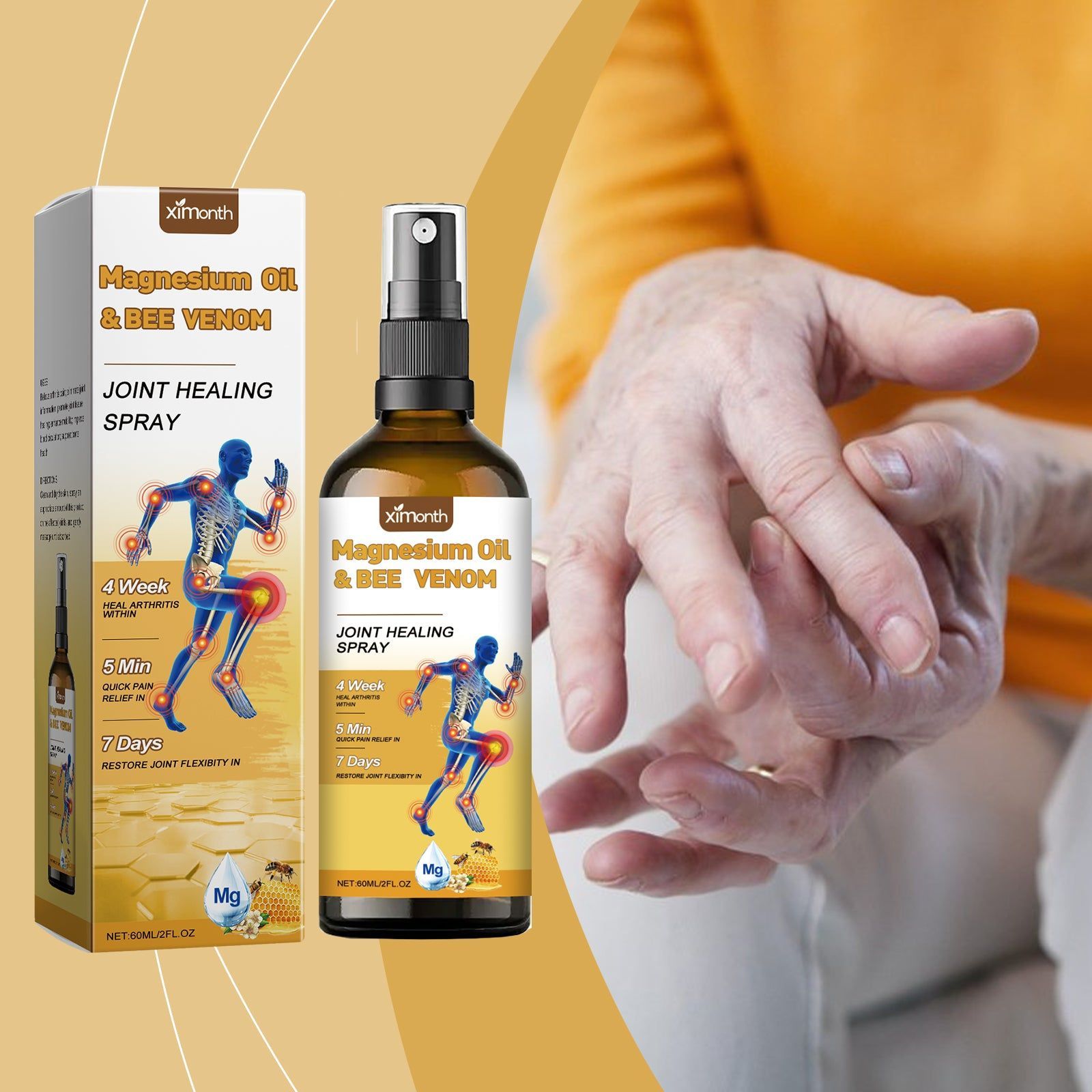 Bee Venom Body Care Spray, Natural Joint Pain Relief, Skin Nourishing, Arthritis Support ,60ml