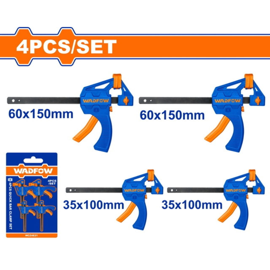 WADFOW 4 Pieces Quick Bar Clamp Set, 60x150mm
