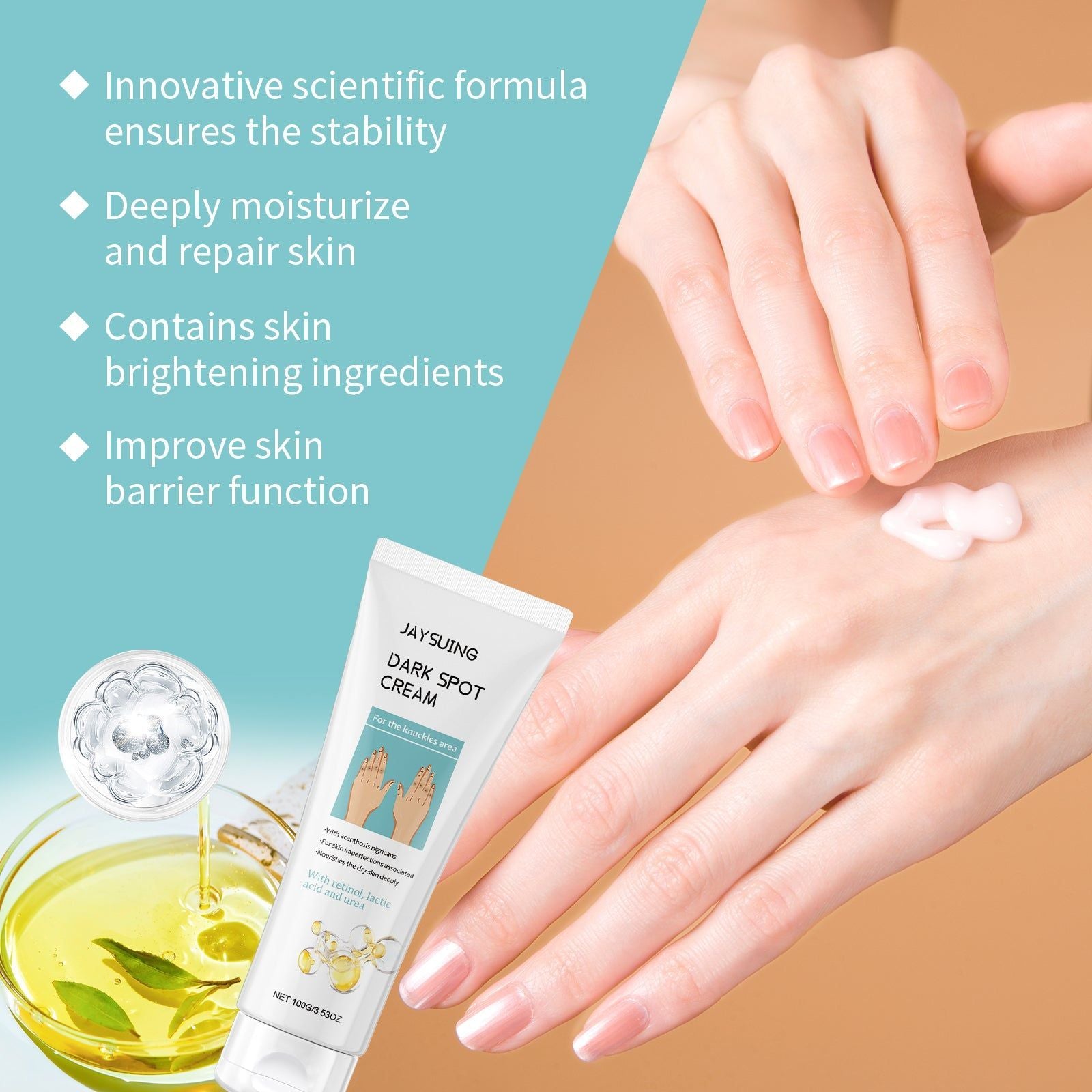 Knuckle Brightening Cream, Lighten Skin Tone, Hydrate, Restore, Brighten ,100g