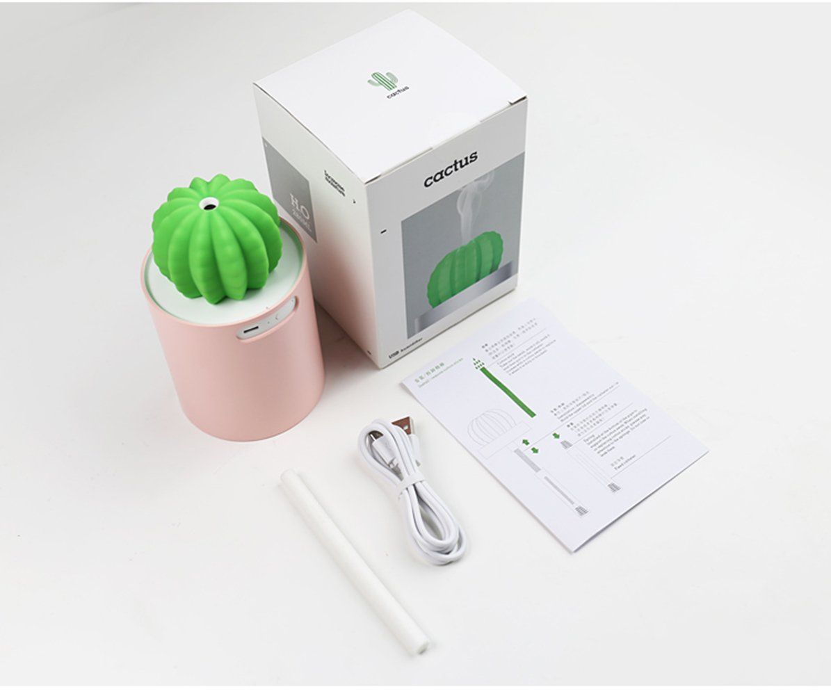 Mini Cactus Air Humidifier USB Portable Cool Mist Air Diffuser For Desk