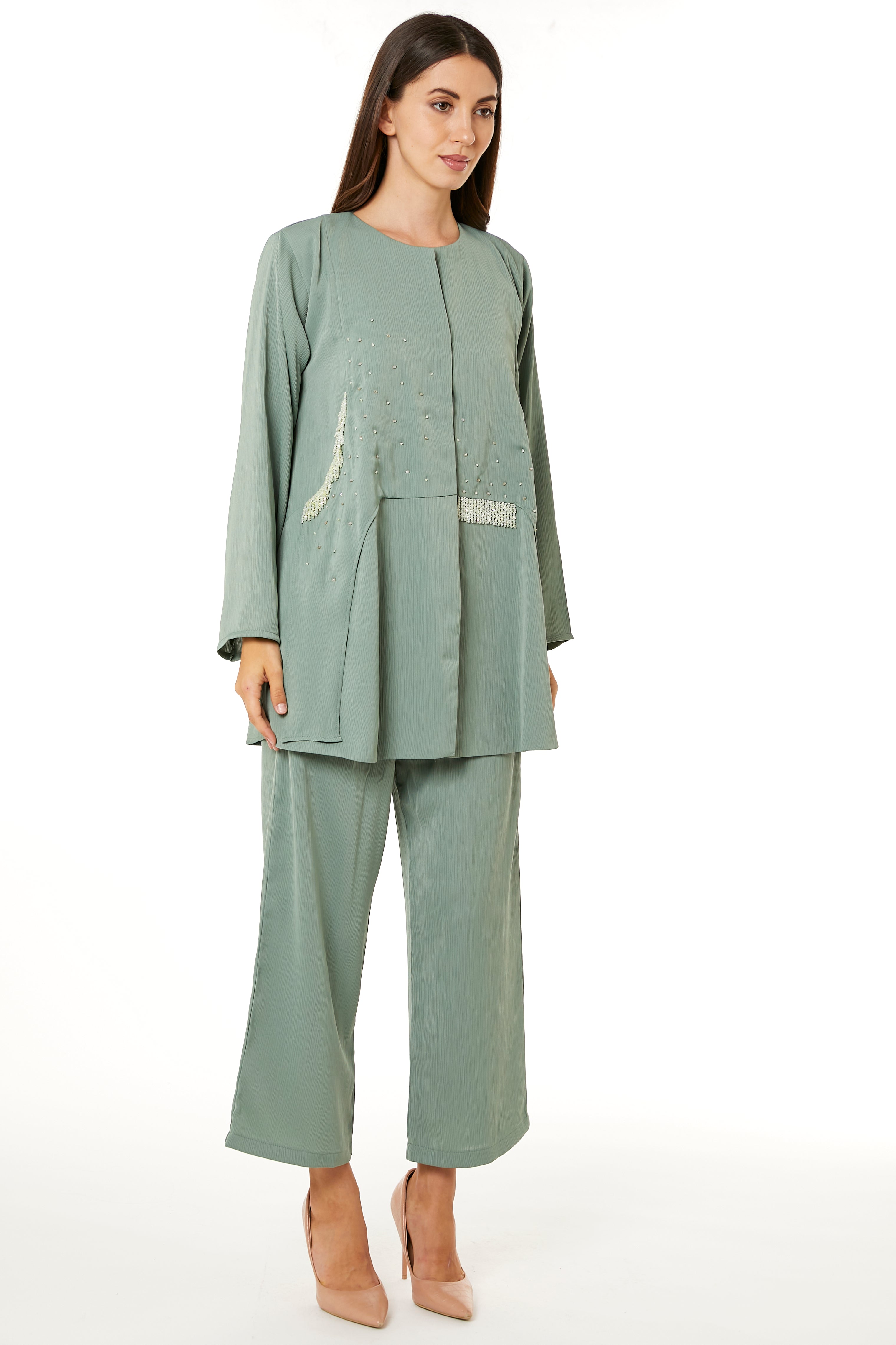 MOiSTREET Light Green Zoom Top and Pants Set