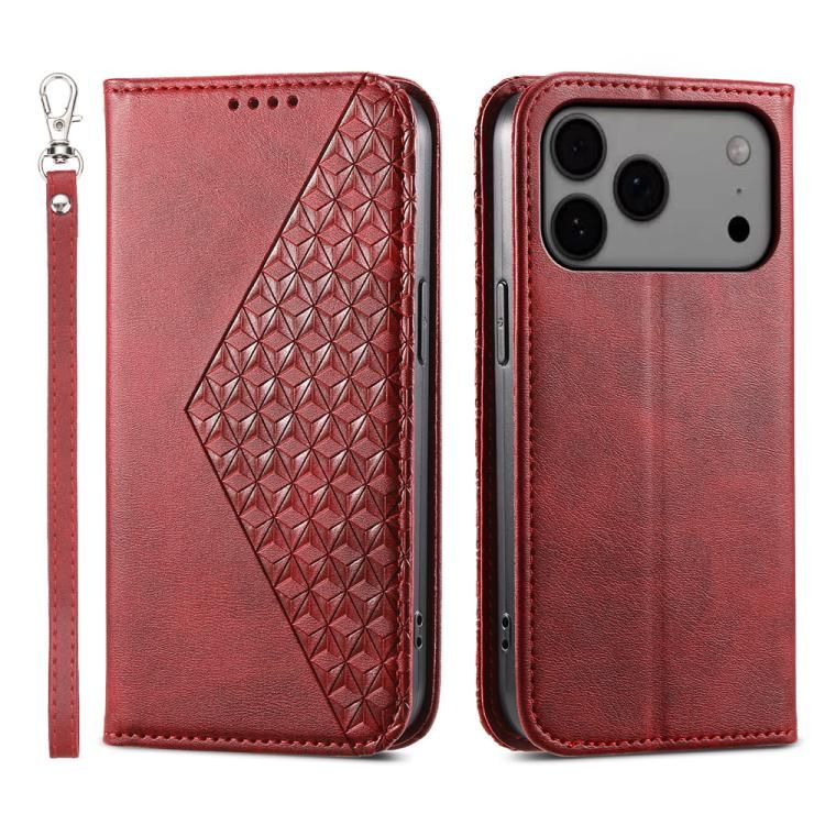 For iPhone 18 Pro Max / iPhone 17 Pro Max Cubic Grid Calf Texture Magnetic Leather Phone Case