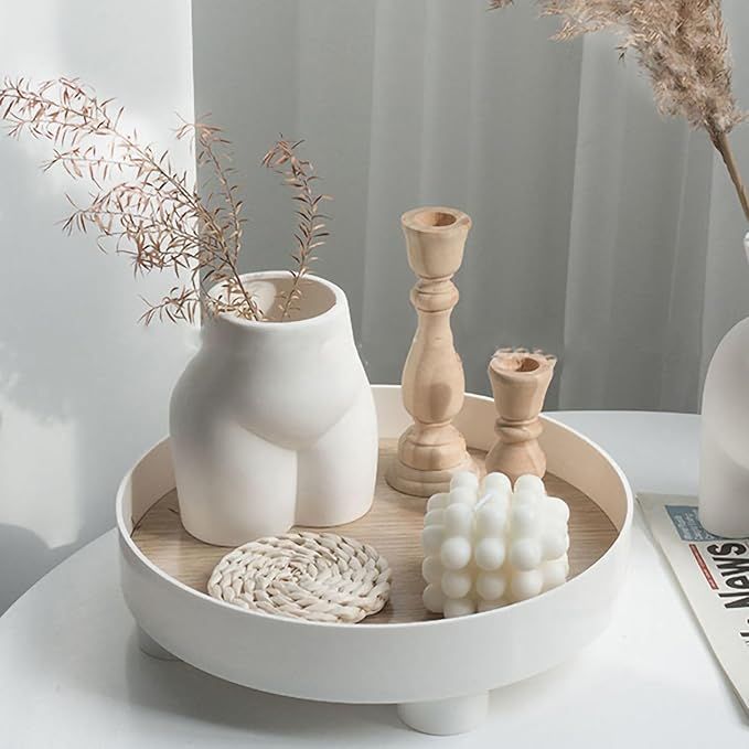 Round Wooden Perfume Holder Tray Modern Decorative Tray Storage Box