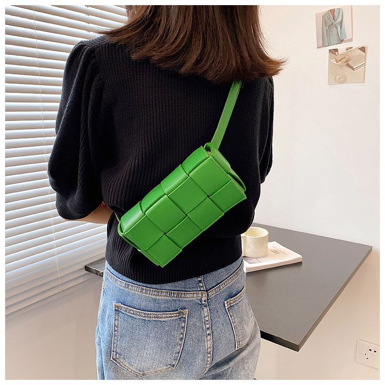 Leather Woven Small Waist Bag Underarm Bag Female Shoulder Hand Messenger Bag