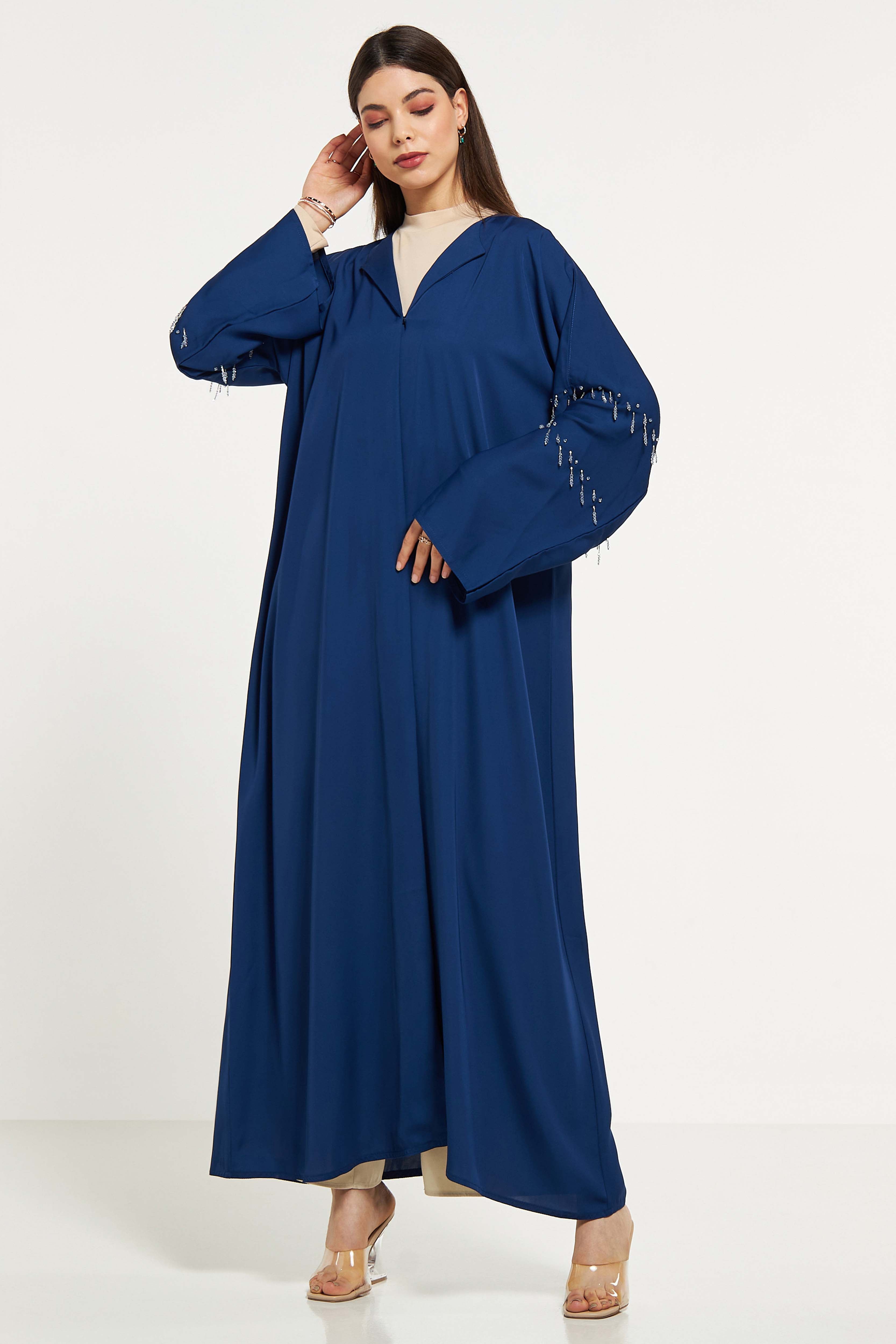 MOiSTREET Embellished Abaya with Sheila