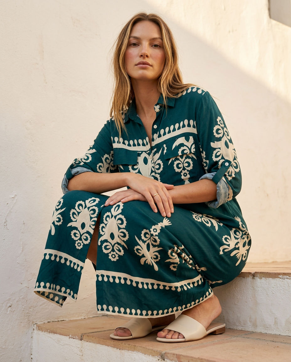 Tendresse Boutique Green Long-Sleeve Dress