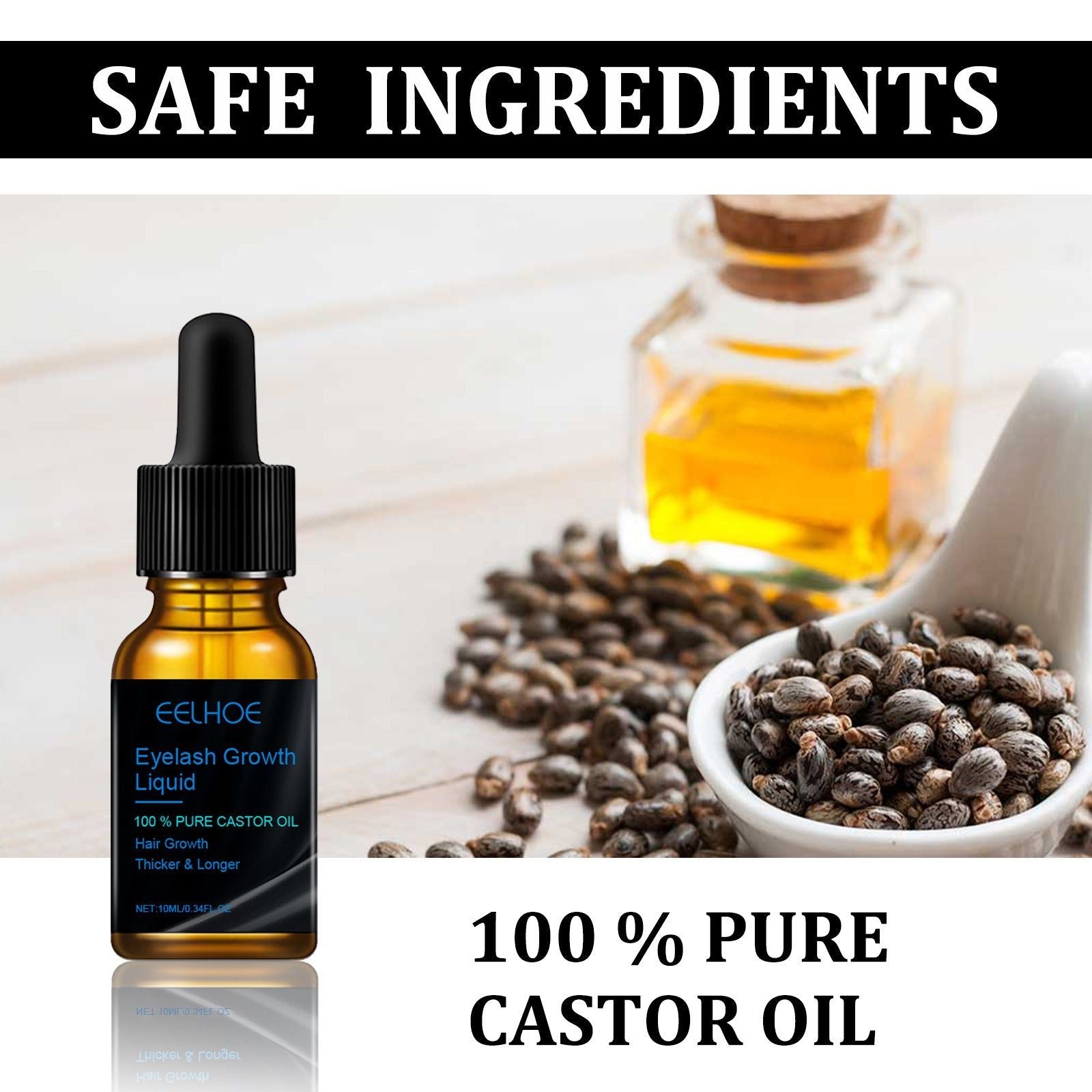 Castor Oil Mascara for Long Eyelashes, Natural Lash Growth & Curl, Moisturizing Treatment ,10ml/box