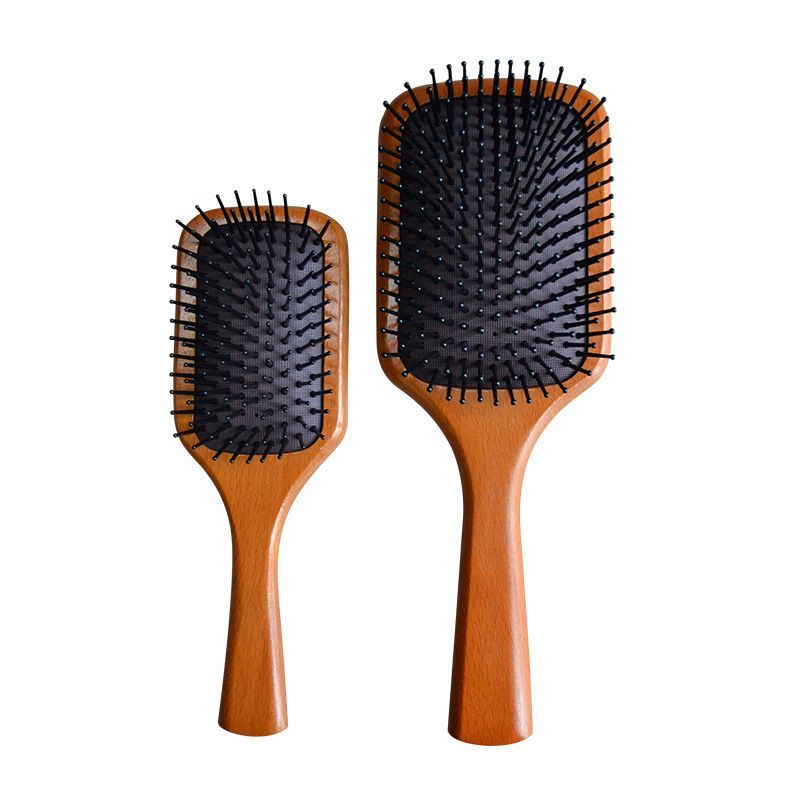 2Pcs Wooden Paddle Hair Brush Set with Air Cushion