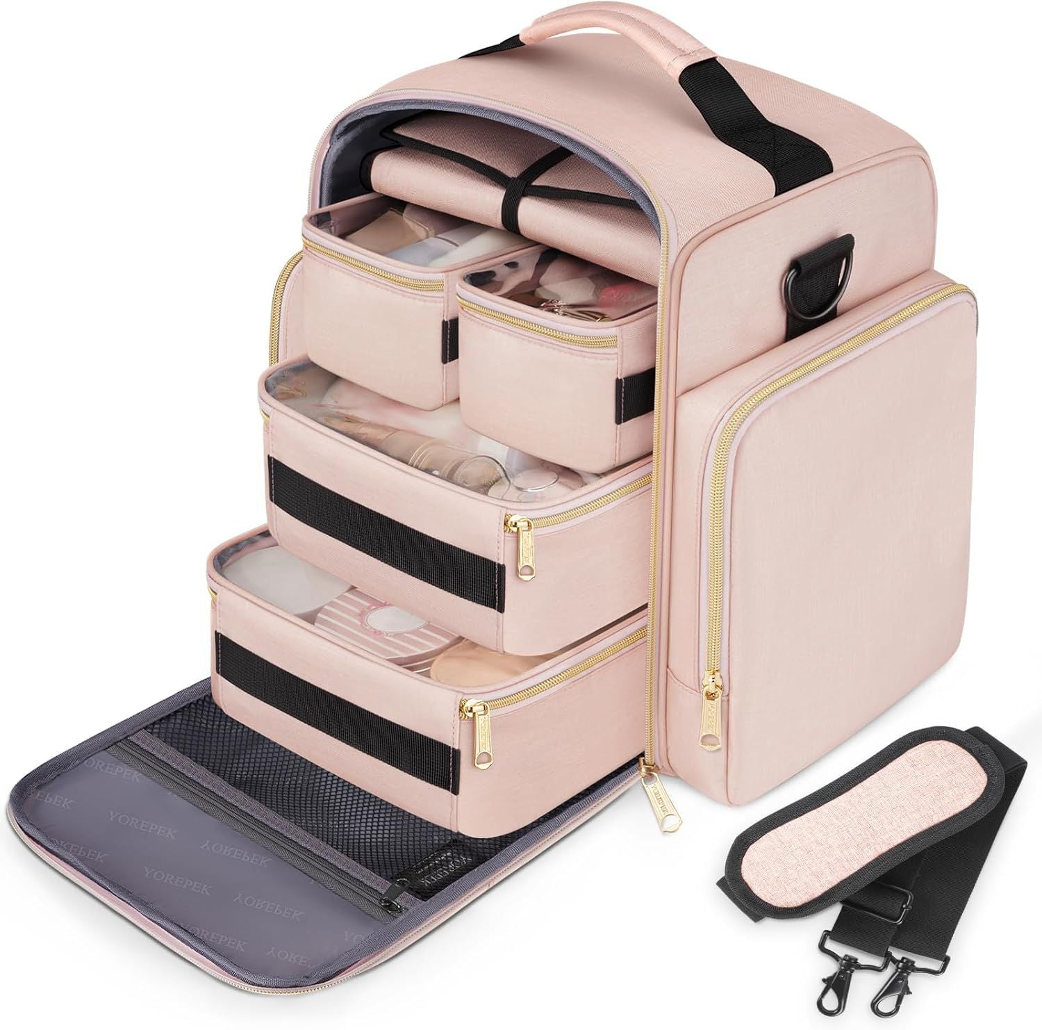 Large Travel Makeup Bag Storage Bags Multiple Pockets Cosmetic Bag for Toiletries Skincare