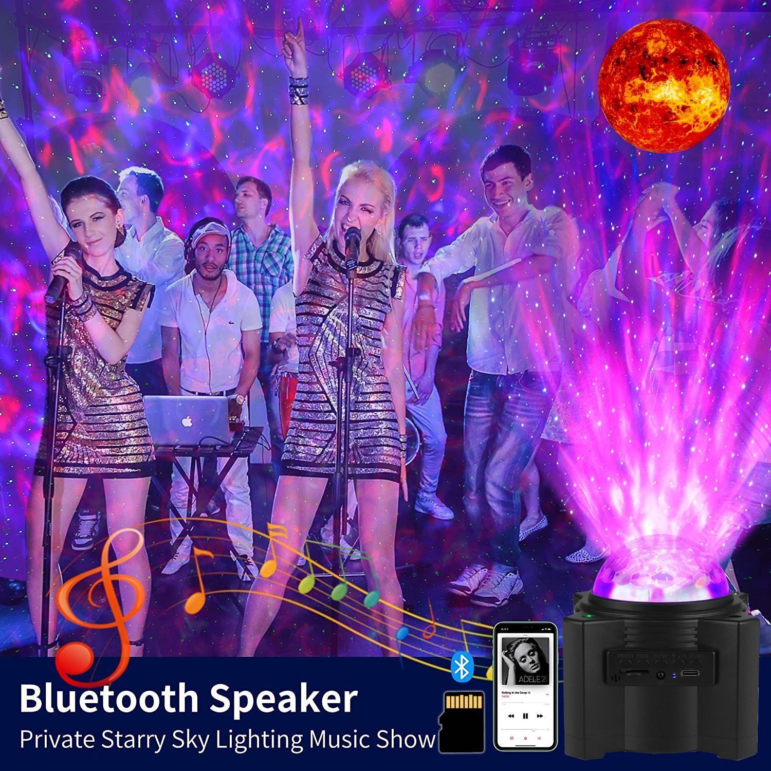 Galaxy Star Projector Lamp LED Music Night Light With 15 Space Patterns Home Decor