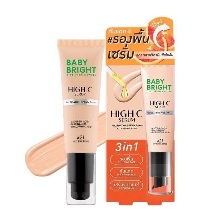 High C Serum Foundation SPF50+ PA+++ 30g Baby Bright (M) #21 Natural Beige