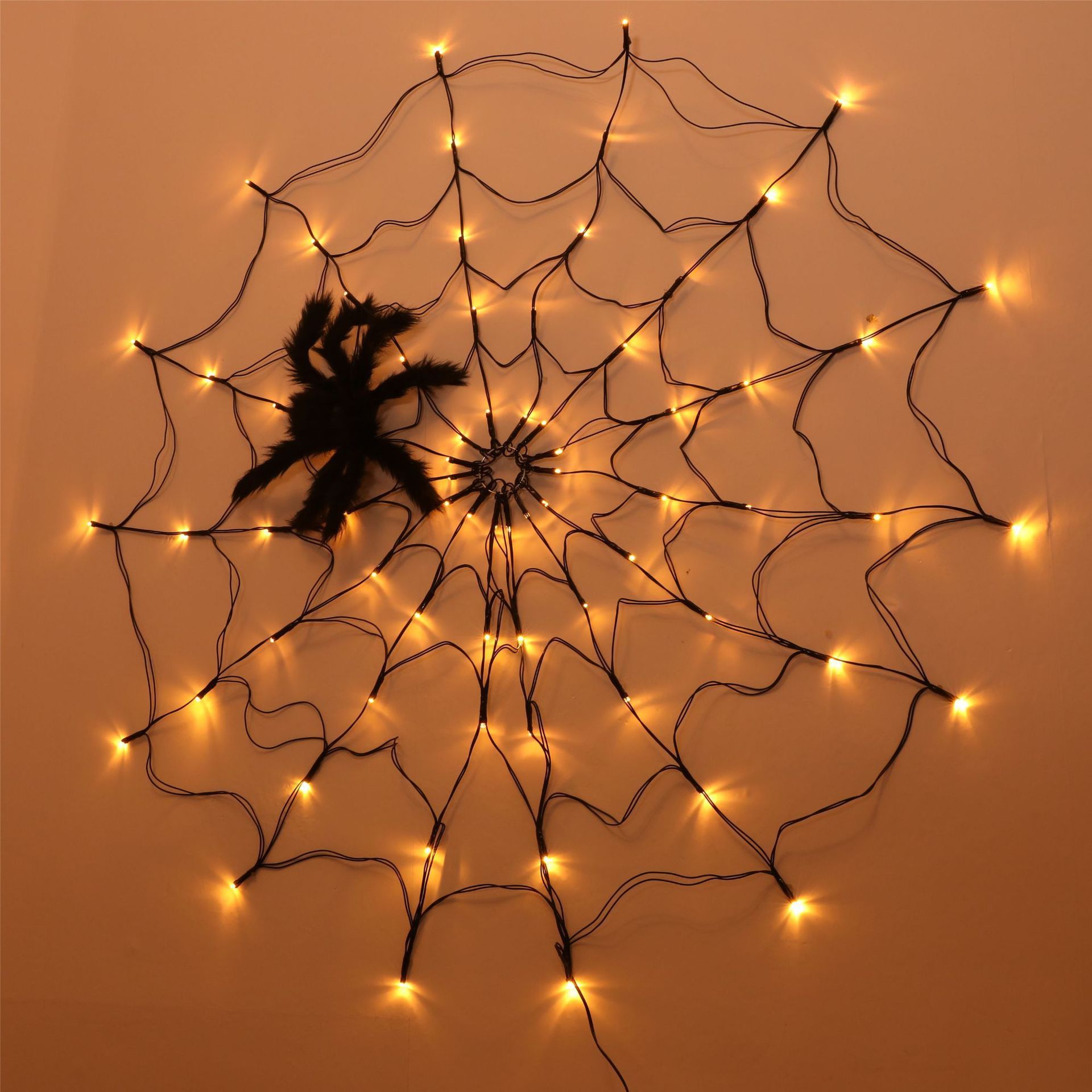 Spider Web Light Halloween Tree Fence Hanging LED Lamp Festival Decoration Night Light