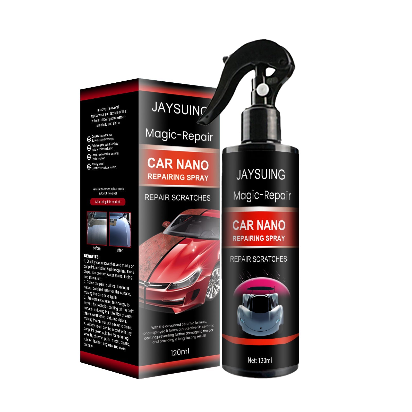 Auto Coating Spray, Super Hydrophobic Car Paint Repair, Scratch & Water Stain Protection ,120ml