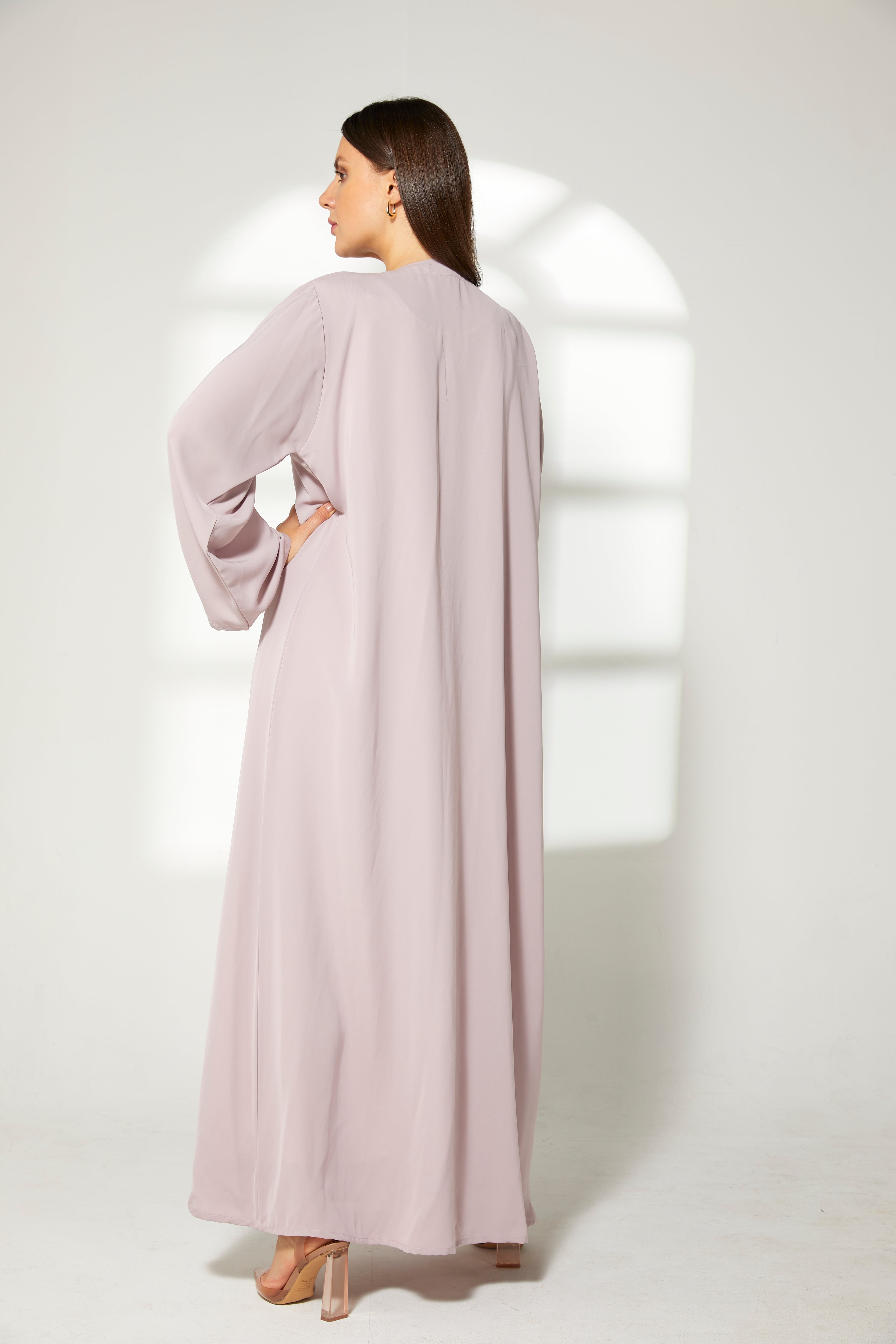 MOiSTREET Lavender Korean Nida  Embroidered Abaya