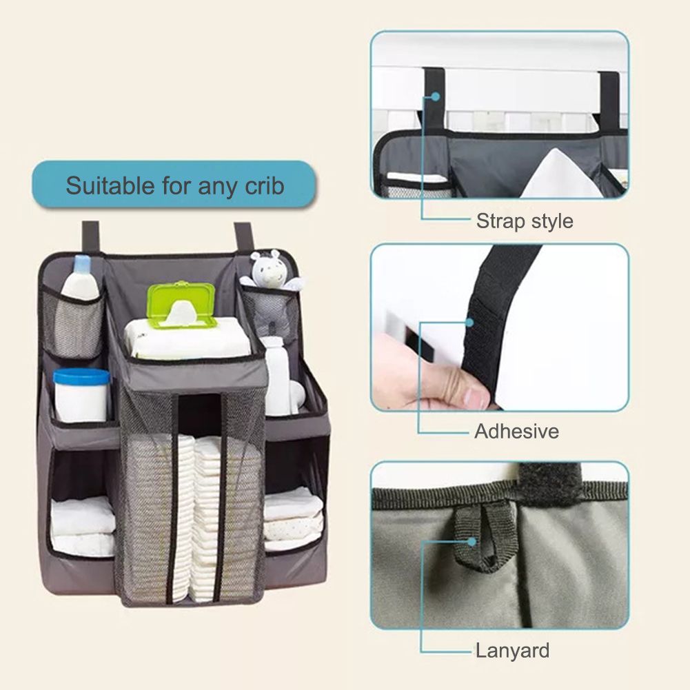 Baby Crib Organizer Bedside Hanging Storage Bag Diaper Bag For Baby Essentials