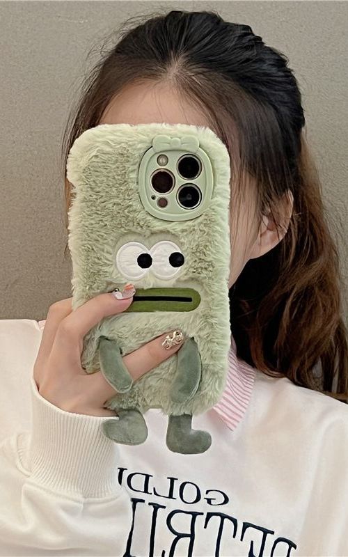 Plush Phone Case Fluffy Cartoon Protective Cover Shockproof Soft Case For iPhone