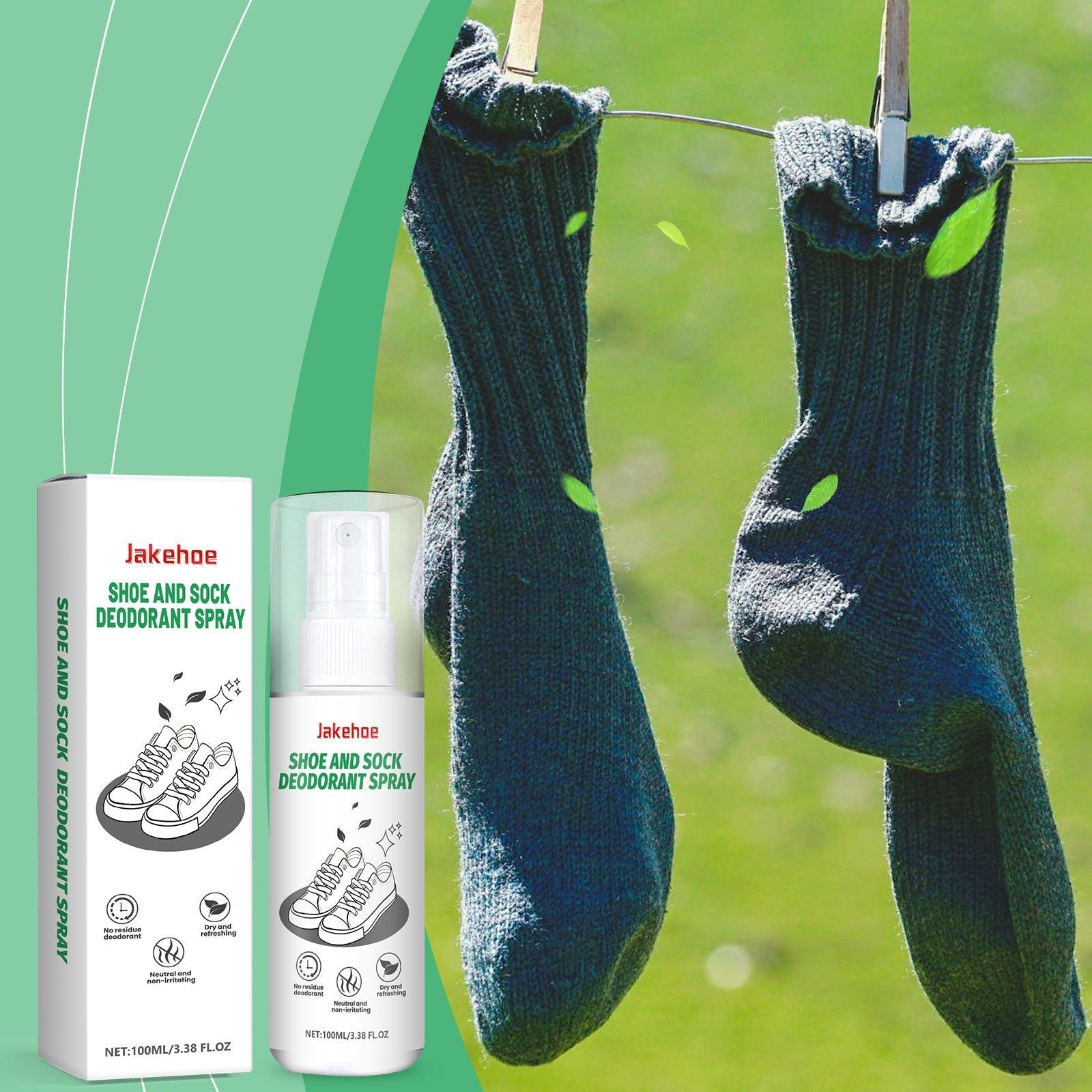 Fresh Shoe & Sock Deodorant, Clean Odor, Easy Spray, Odor Eliminator, Shoe Cabinet Freshness ,100ml
