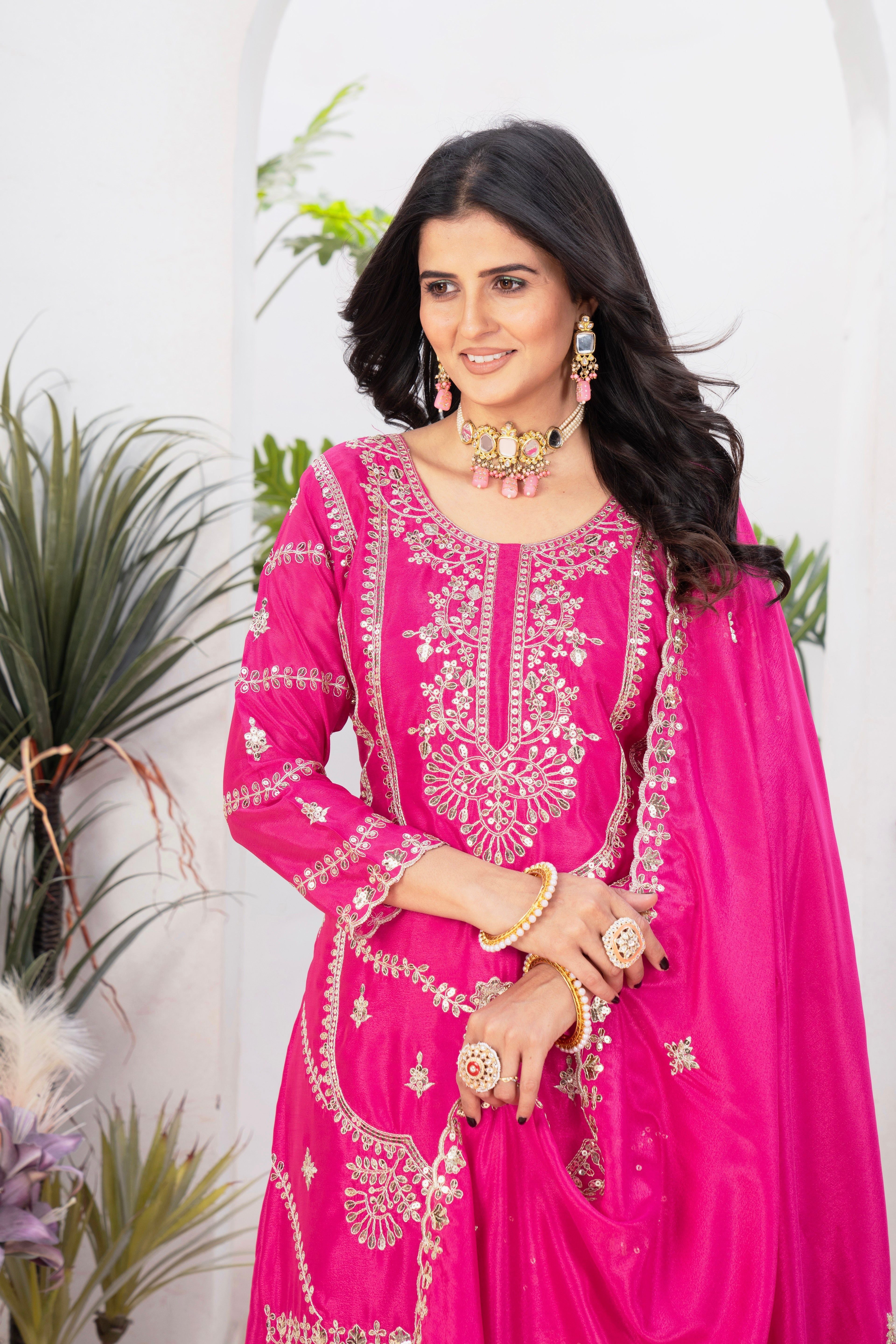 Party Wear Beautiful Top Plazzo And Fancy Dupatta