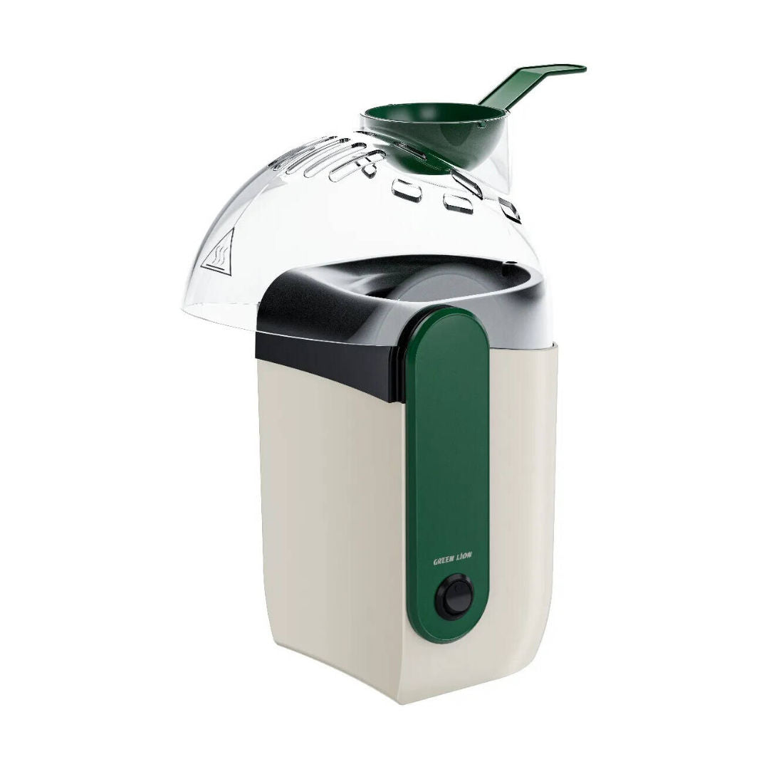 Green Lion Pop Mate Popcorn Maker 1200W, Hot Air Oil-Free Popcorn Machine, White