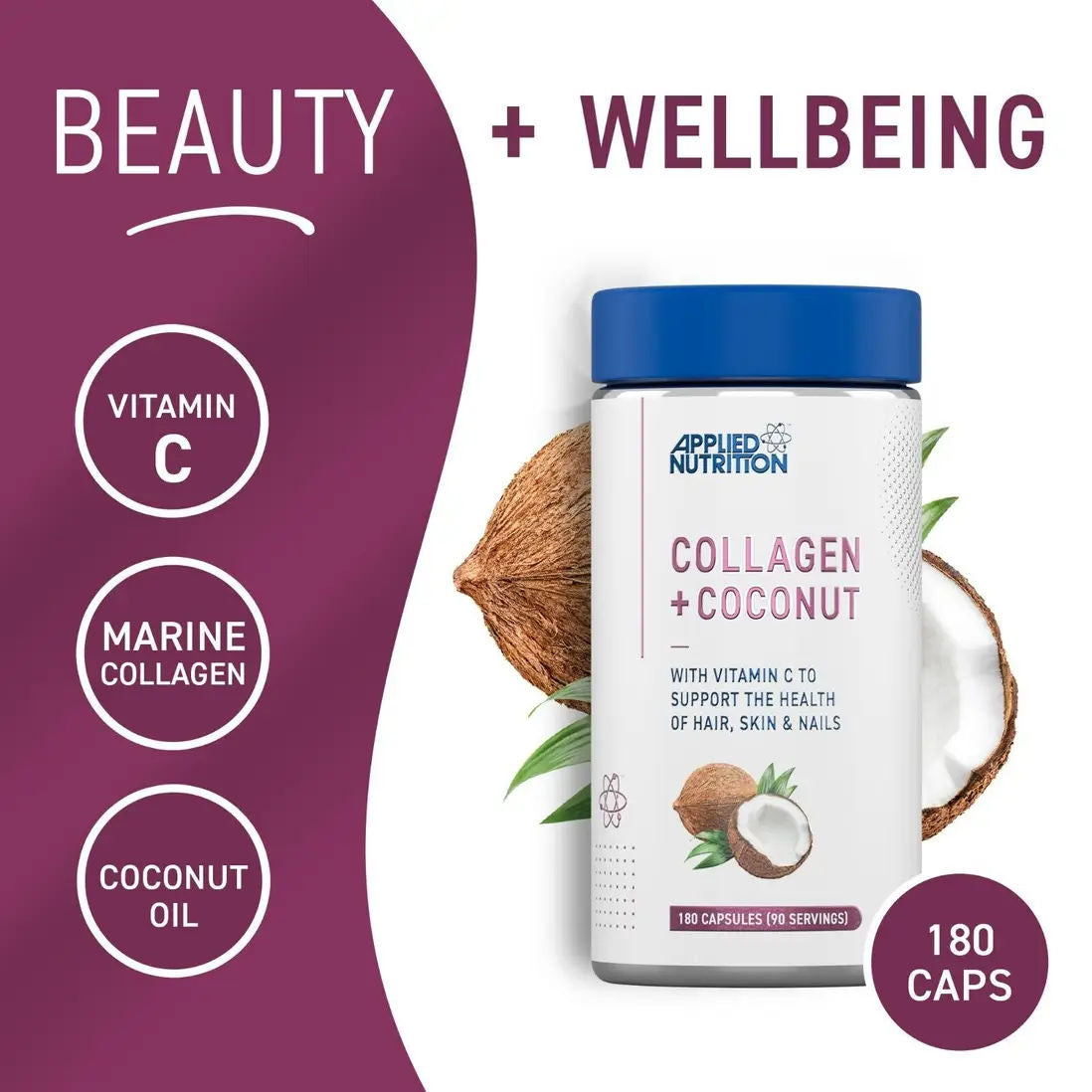 Applied Nutrition Collagen + Coconut Capsules, 180 Capsules