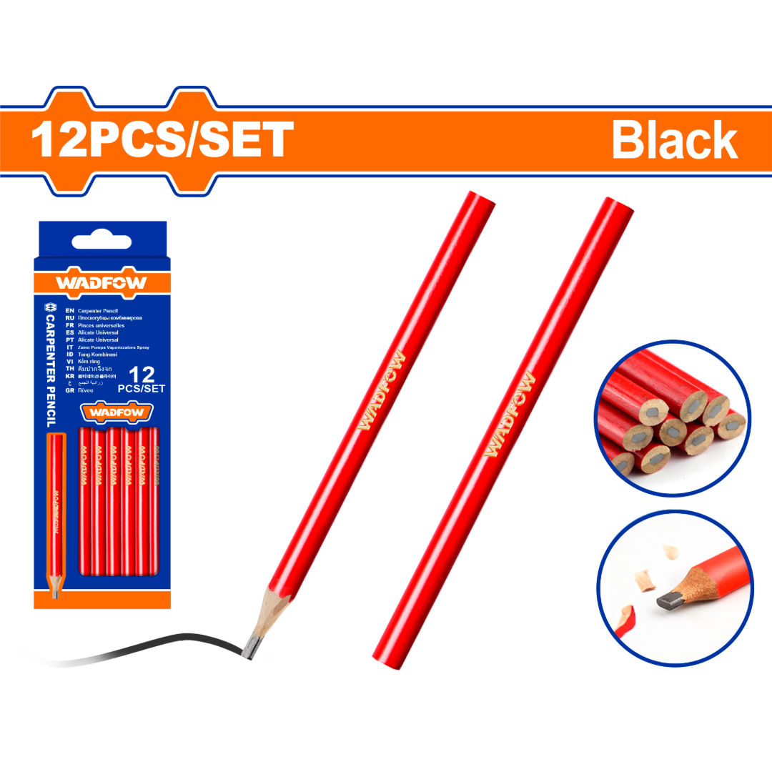 WADFOW Carpenter Pencils Set, 12 pcs Oval Black Lead Wood Pencils