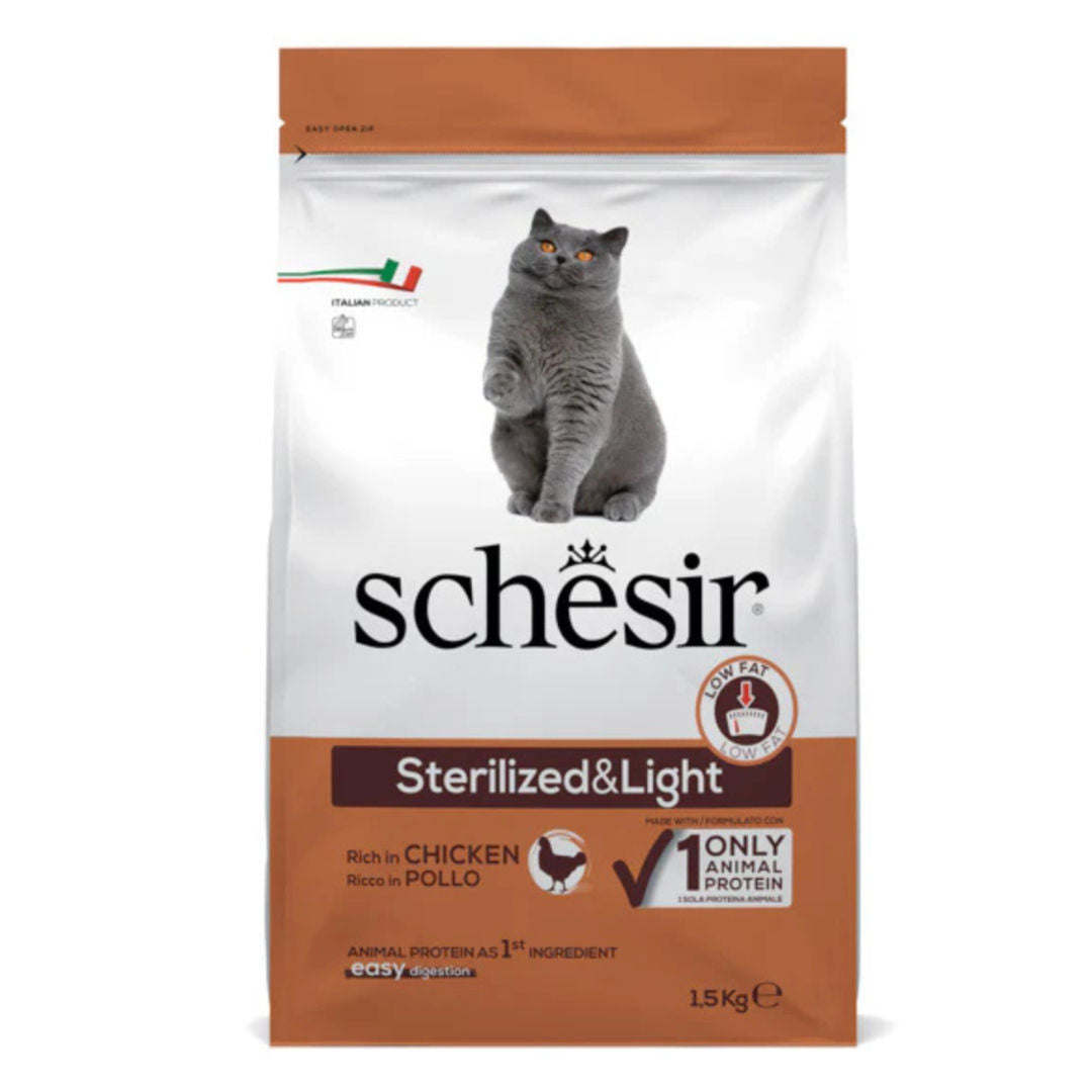 Schesir Cat Dry Food-Sterilized & Light, 1.5kg