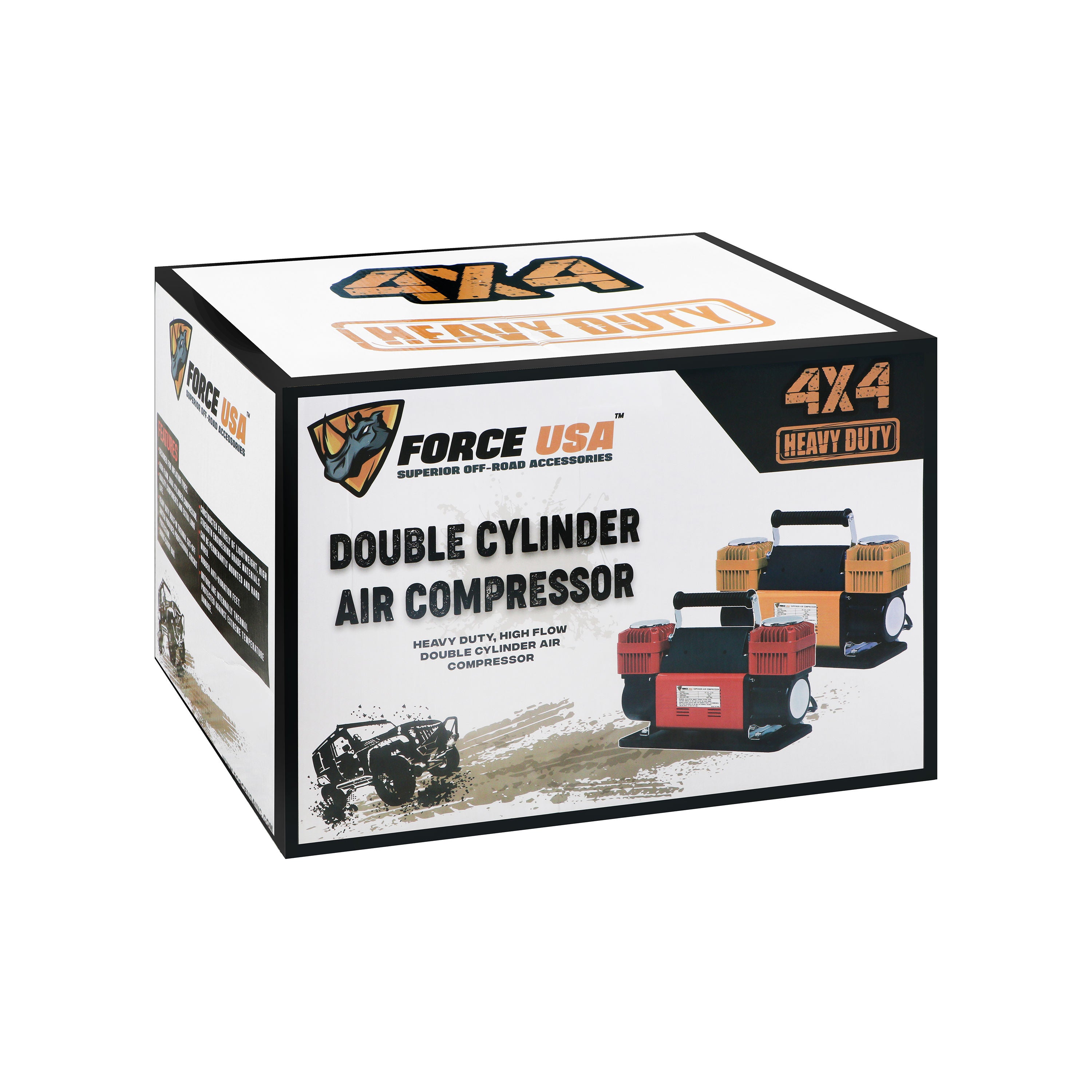 Force USA Heavy-Duty Double Cylinder 12V Air Compressor Kit for 4x4 & Off-Road Vehicles
