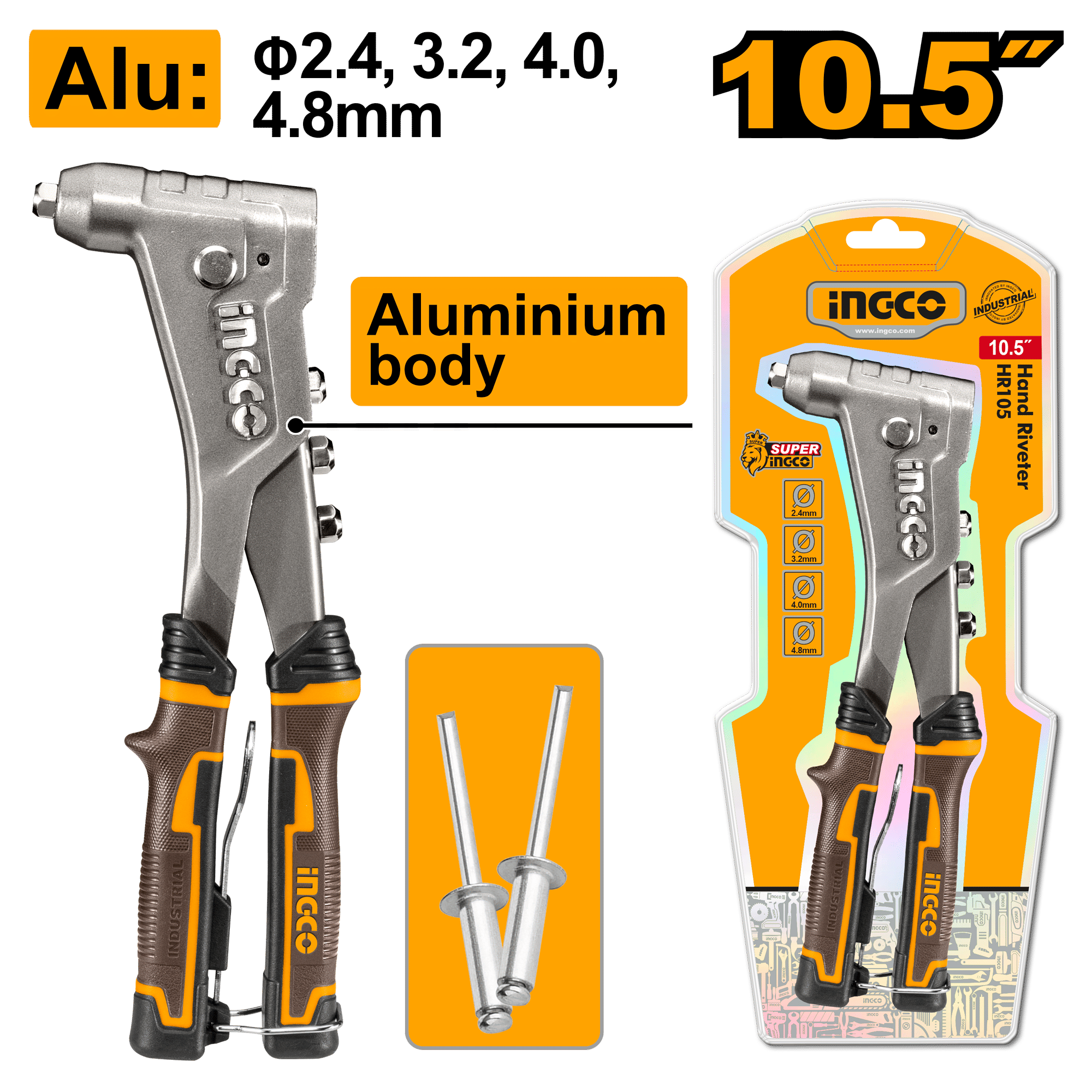 INGCO Hand Riveter 10 Inch Industrial Rivet Tool