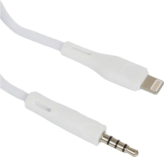 Green Lion 3.5mm AUX to Lightning Cable, 1.2M, 2.4A, Braided, White