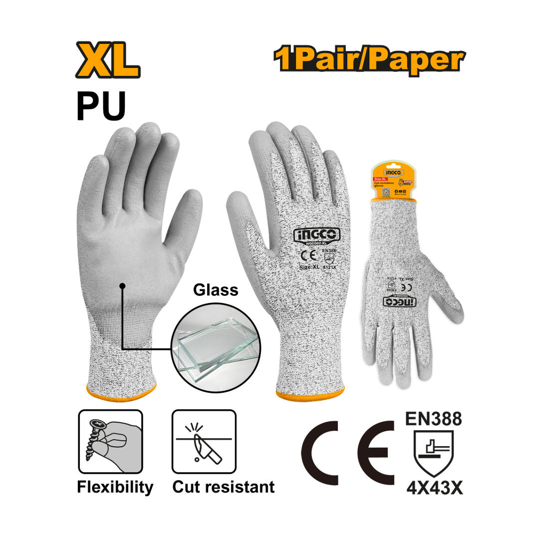 INGCO Cut-Resistance Gloves, XL, 13 Gauge HPPE