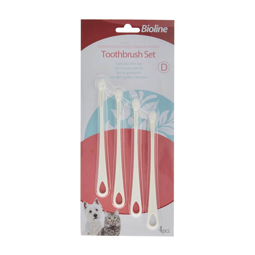 Bioline Toothbrush Set for Cats & Puppy, 4-Pieces
