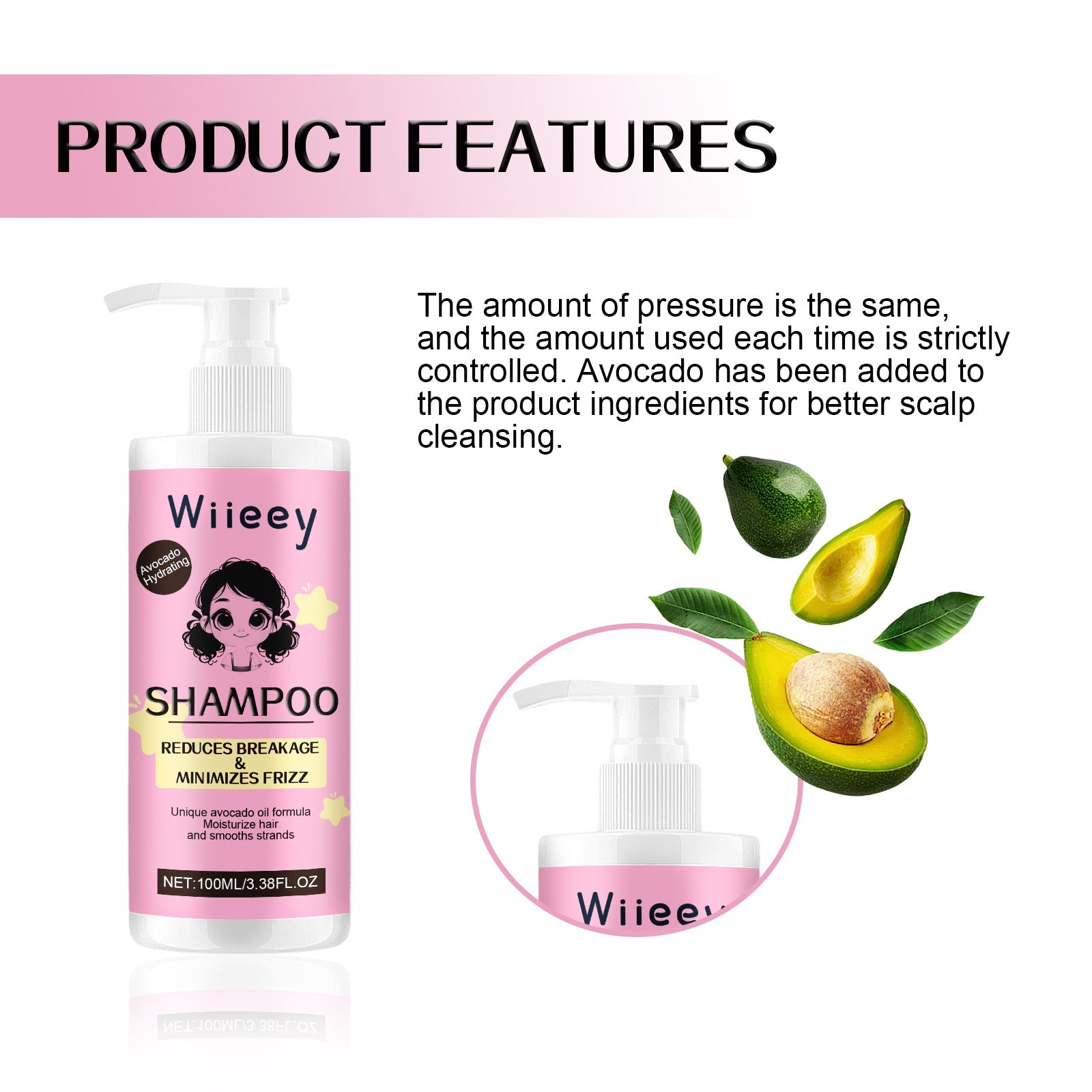 Avocado Hair Shampoo Deep Cleansing Moisturizing Oil Control Long Lasting Fragrance ,100ml