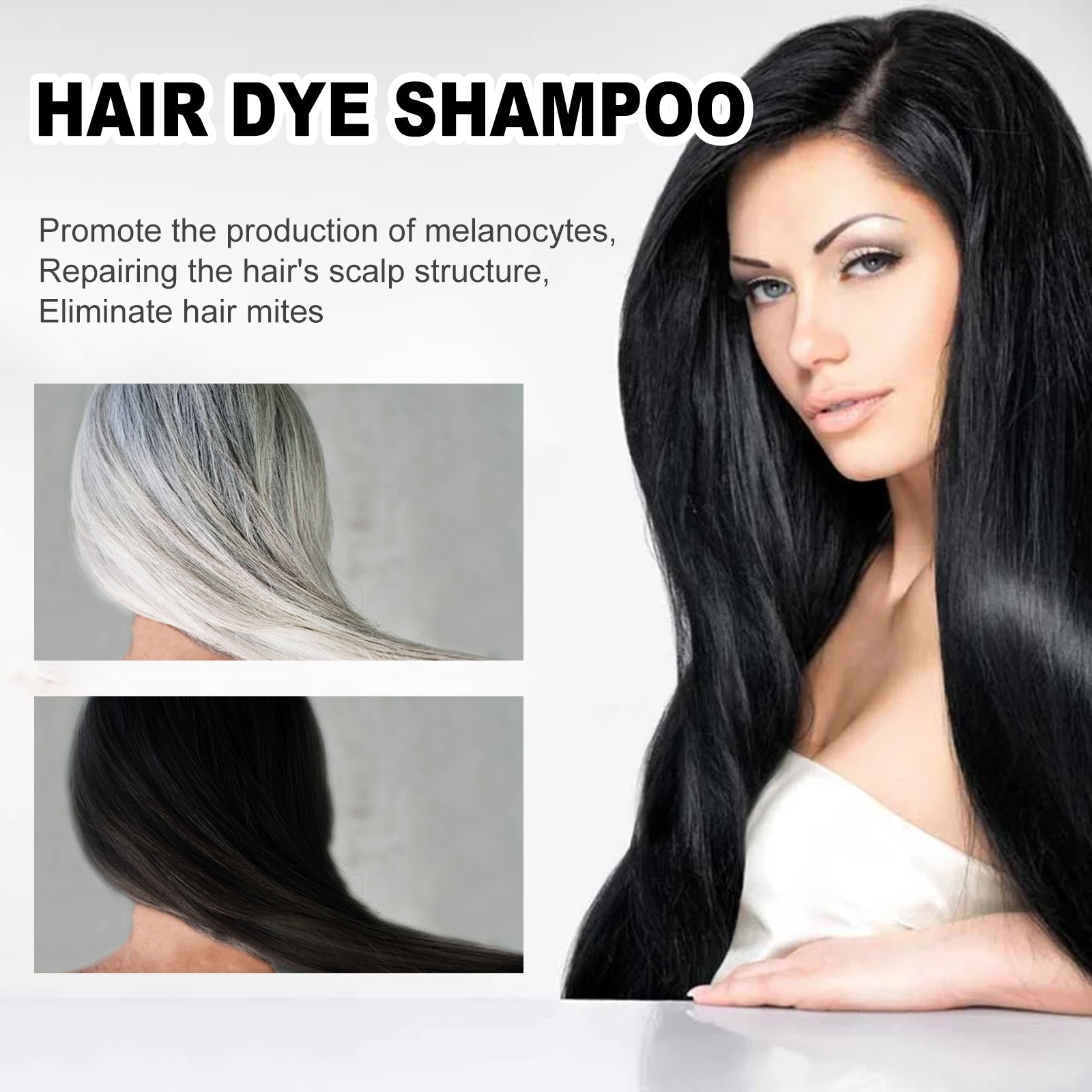Natural Black Hair Shampoo, Repair & Nourish, Anti-Dandruff, Hairdressing Solution ,500ml