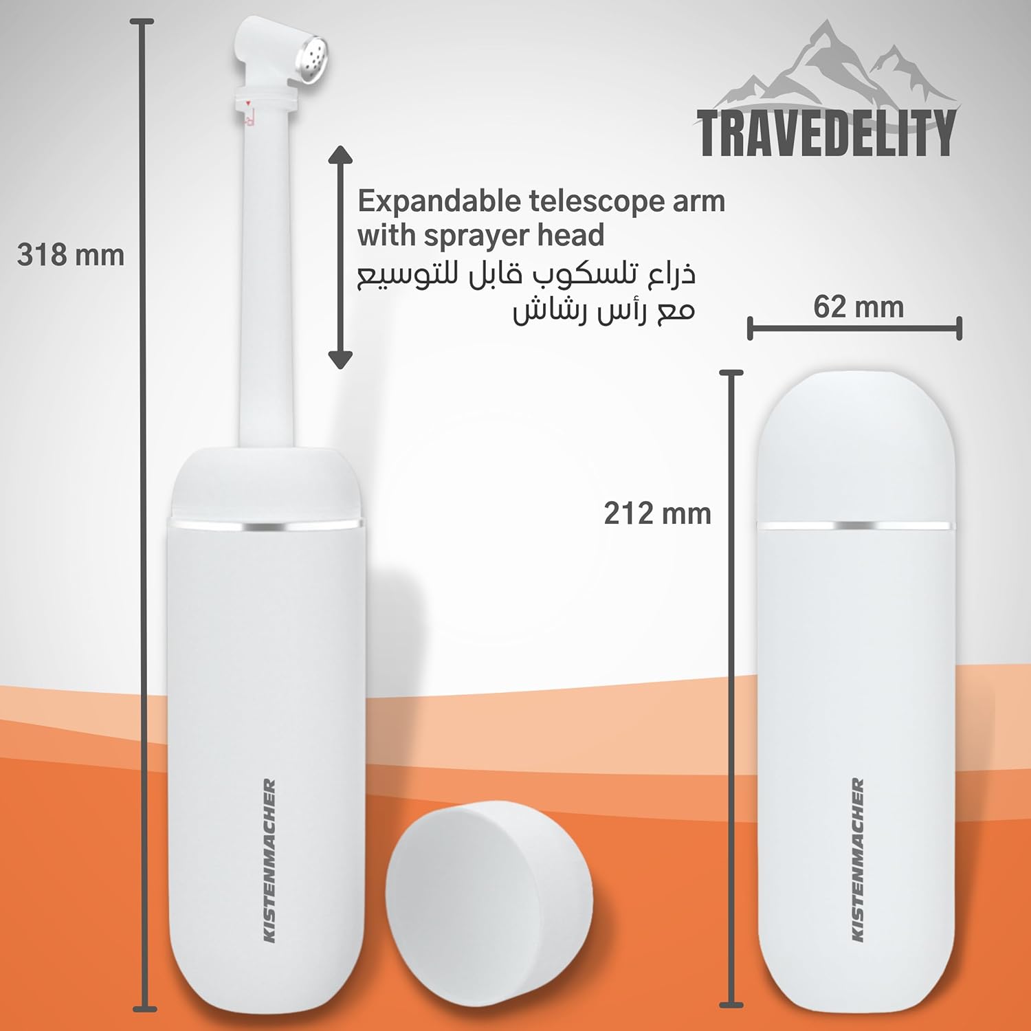 KISTENMACHER TRAVEDELITY, Portable Bidet Sprayer, white, for outdoor, camping trips or traveling