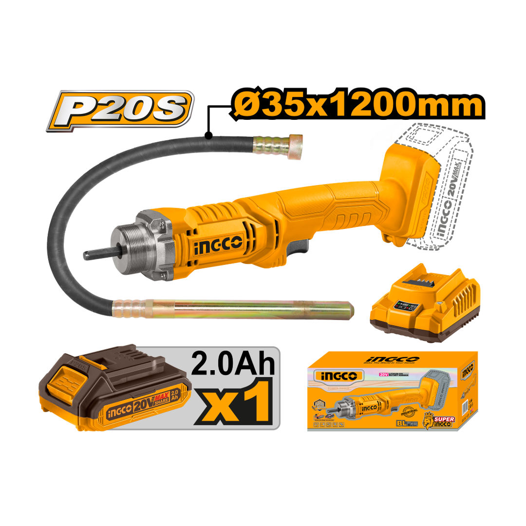 INGCO Cordless Concrete Vibrator, 20V