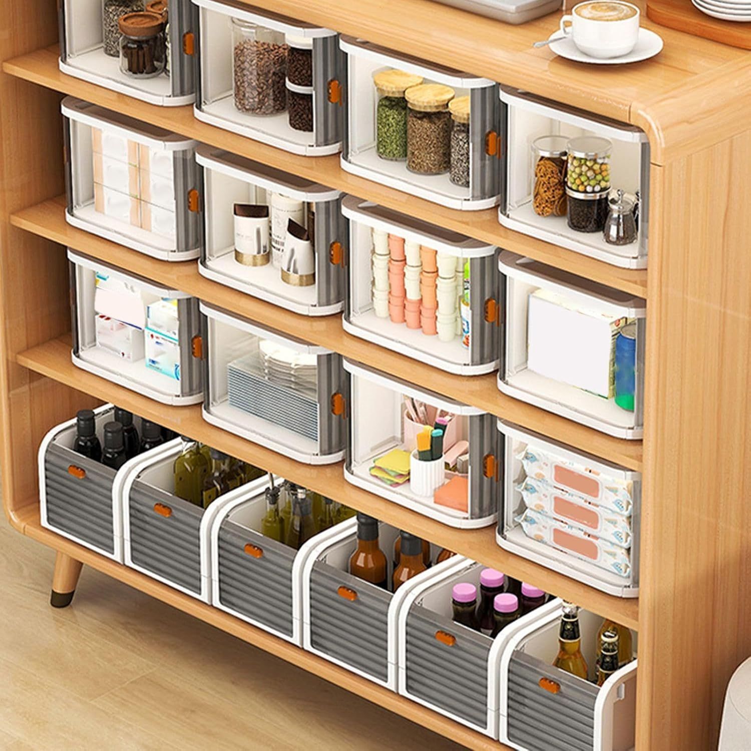 Makeup Organizer Desktop Storage Box Plastic Storage Bin for Bedroom Kitchen