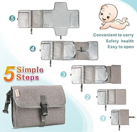 Portable Baby Diaper Changing Pad Washable Changing Mat Travel Bag