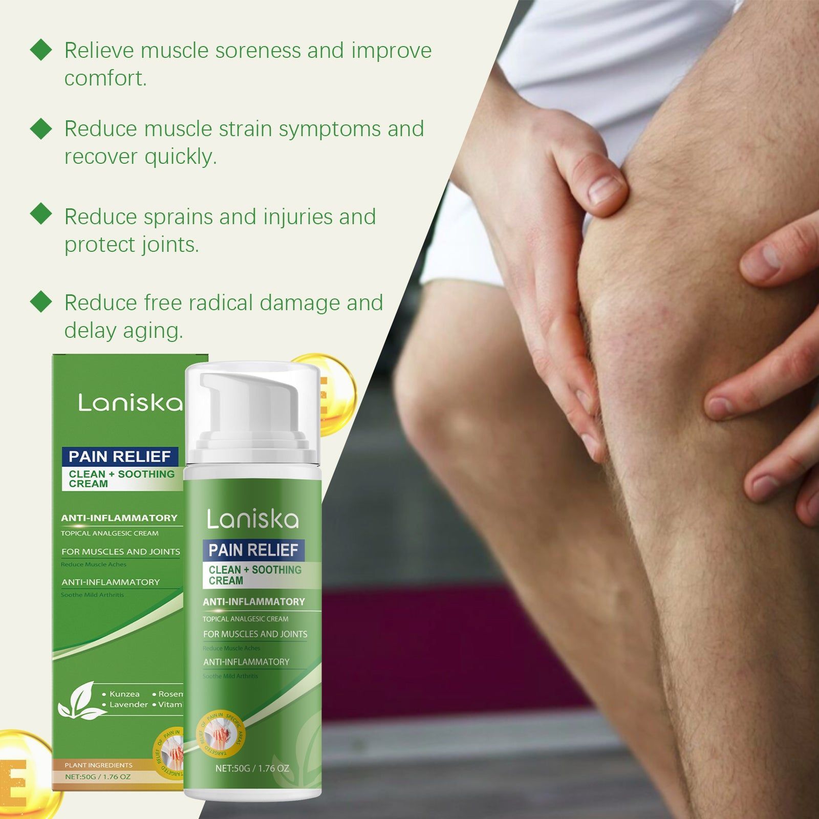 Body Relief Cream, Natural Pain Relief, Joint Comfort, Soothing Moisturizer ,50g