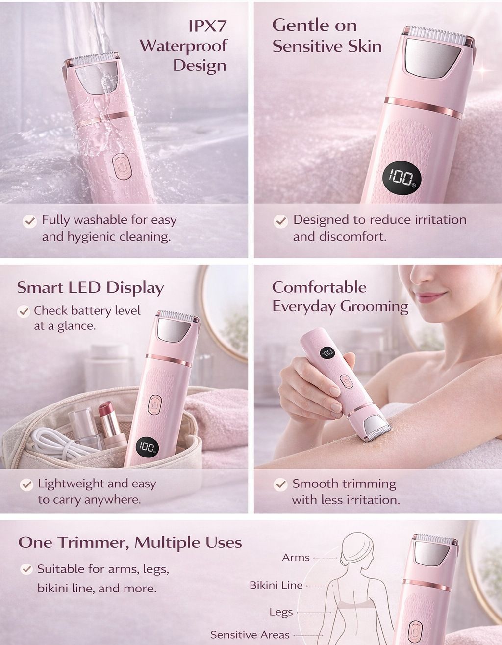 4-in-1 Women's Body Hair Trimmer Kit